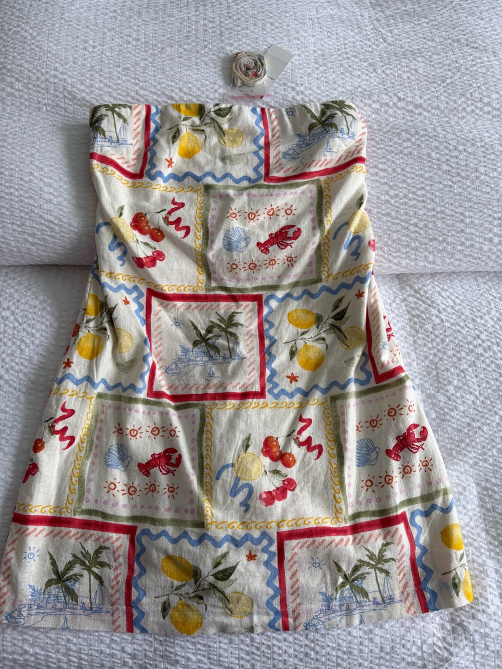 Abercrombie & Fitch Cream Coastal Patterned Dress
